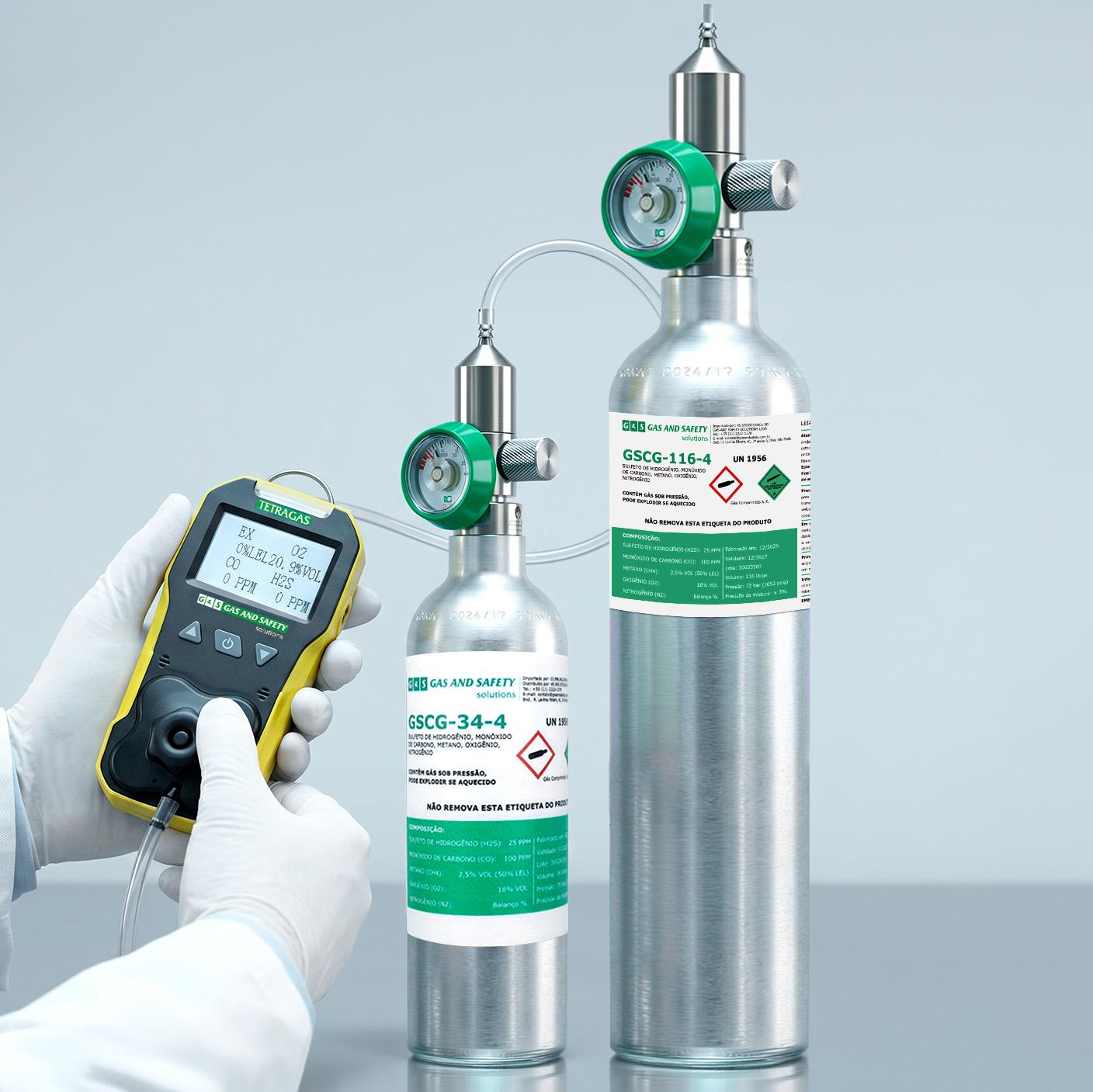 Cilindro em Alumínio com 4 Gases - 116 Litros - Gas and Safety | GSCG-116-4