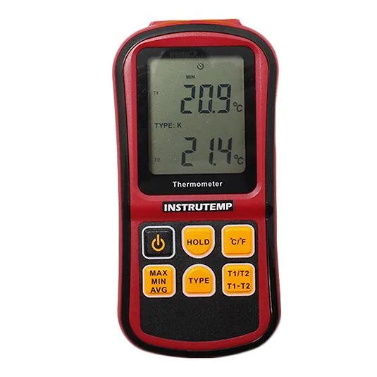 Termômetro 2 Canais Tipo J, K, T, E, N, R - INSTRUTEMP | ITTH1200