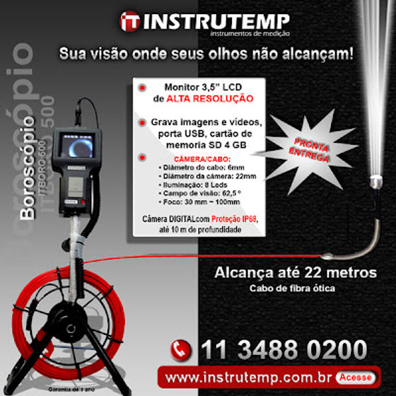 Boroscópio Digital Portátil com Sonda de Fibra Óptica de 22 metros ITBORO 500