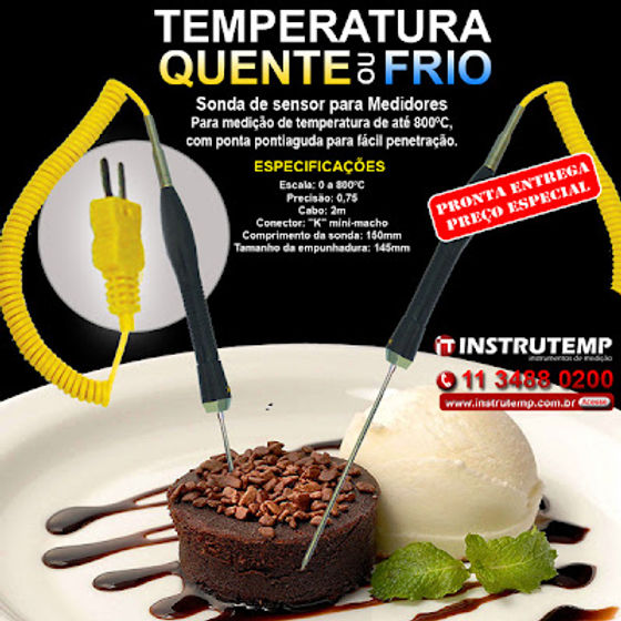 Sonda Termopar tipo espeto com conector tipo K para medição de temperatura!