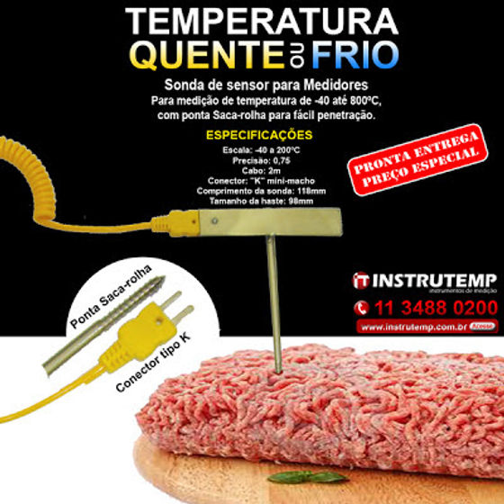 Sonda termopar tipo Saca-rola para medição de temperatura